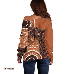 Lizard NAIDOC 2024 Off Shoulder Sweater Aboriginal Art Style