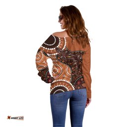 Lizard NAIDOC 2024 Off Shoulder Sweater Aboriginal Art Style