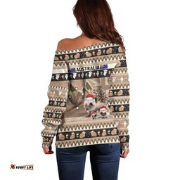 Aussie Echidna Off Shoulder Sweater Merry Christmas