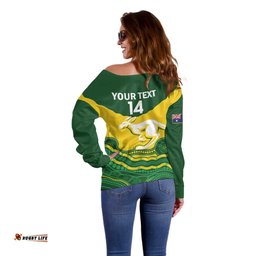 Custom Australia Hockeyroos Off Shoulder Sweater Aussie Kangaroo Indigenous Art