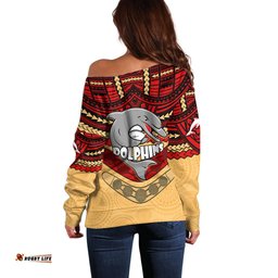 Dolphins Rugby Off Shoulder Sweater Polynesian and Aboriginal Vibe