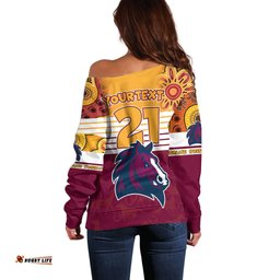 Custom NRL Broncos Champions Off Shoulder Sweater Proud Newcastle Aboriginal Vibe