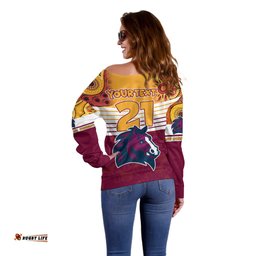 Custom NRL Broncos Champions Off Shoulder Sweater Proud Newcastle Aboriginal Vibe