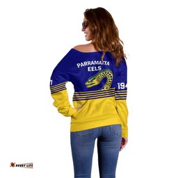 Eels Rugby Off Shoulder Sweater Parramatta 1947 Dynamic Blue