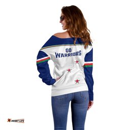 Warriors Rugby Off Shoulder Sweater New Zealand Sporty White Style