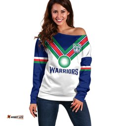 Warriors Rugby Off Shoulder Sweater New Zealand Sporty White Style