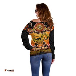 Personalised Australia Leo Lizard Zodiac Off Shoulder Sweater Auz Astrology Aboriginal Red