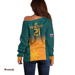 Custom Wallaroos Womens Rugby Off Shoulder Sweater Sporty Style