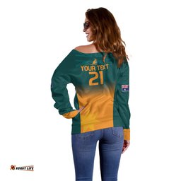 Custom Wallaroos Womens Rugby Off Shoulder Sweater Sporty Style