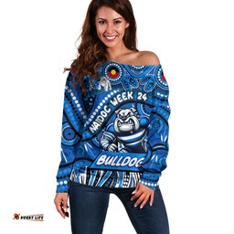 Custom Australia NAIDOC Week 2024 Off Shoulder Sweater Bulldogs Mascot Keep The Fire Burning