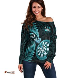 New Zealand Darts Off Shoulder Sweater Happiness Is A Tight Threesome Maori Turquoise