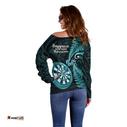 New Zealand Darts Off Shoulder Sweater Happiness Is A Tight Threesome Maori Turquoise