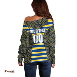NRL Eels Off Shoulder Sweater Mix Dot Aboriginal