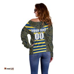NRL Eels Off Shoulder Sweater Mix Dot Aboriginal