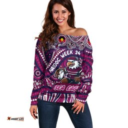 Custom Australia NAIDOC Week 2024 Off Shoulder Sweater Sea Eagles Mascot Keep The Fire Burning