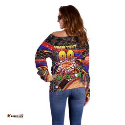 Merry Christmas AFL Gold Coast Suns Off Shoulder Sweater Aboriginal Santa Football Mascot