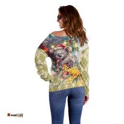 Have A Koala ty Christmas in July Off Shoulder Sweater