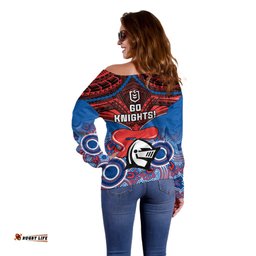 Knights Rugby Off Shoulder Sweater Aboriginal Mix Polynesian Pattern