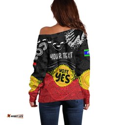 Personalised Australia Indigenous Off Shoulder Sweater Walk For Yes Aboriginal Flag Style