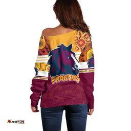 NRL Broncos Champions Off Shoulder Sweater Proud Newcastle Aboriginal Vibe