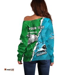 Personalised Sharks and Rabbitohs Rugby Off Shoulder Sweater Sporty Version