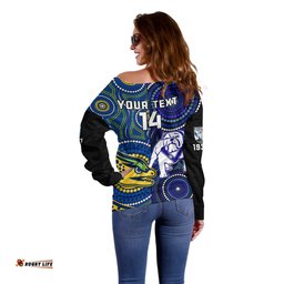 Personalised Bulldogs Mix Parramatta Eels Rugby Off Shoulder Sweater Aboriginal Version