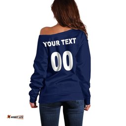 Custom Text And Number NRL Cowboys Off Shoulder Sweater Mix Jersey