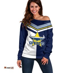 Custom Text And Number NRL Cowboys Off Shoulder Sweater Mix Jersey