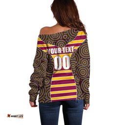 NRL Boncos Off Shoulder Sweater Mix Dot Aboriginal