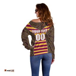 NRL Boncos Off Shoulder Sweater Mix Dot Aboriginal
