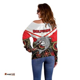 Dolphins Rugby Off Shoulder Sweater Indigenous Dynamic Version 09