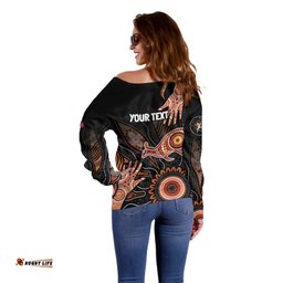 NAIDOC Week 2024 Personalised Off Shoulder Sweater Aboriginal Hand Stencils