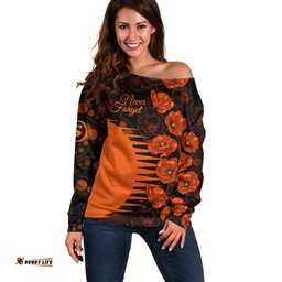 Scorchers Cricket Never Forget Custom Off Shoulder Sweater ANZAC Day with Poppy Aboriginal