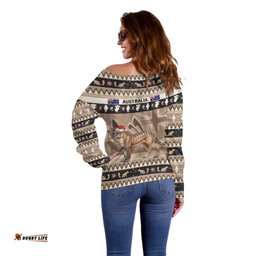 Aussie Tasmanian Tiger Off Shoulder Sweater Merry Christmas