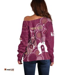 NAIDOC Week Off Shoulder Sweater QLD Maroons Kangaroo