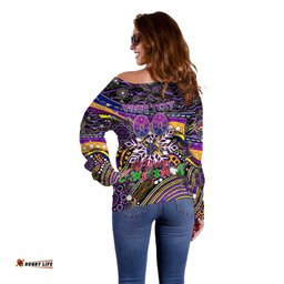 Merry Christmas Storm Off Shoulder Sweater Aboriginal Santa Rugby Mascot Melbourne