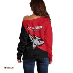 Essendon Football Off Shoulder Sweater Go Bombers Simple Style