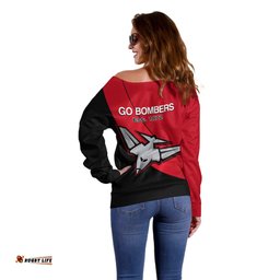 Essendon Football Off Shoulder Sweater Go Bombers Simple Style