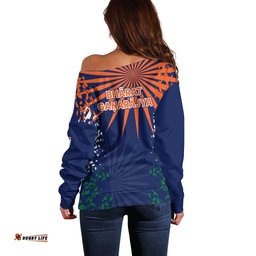 India Cricket Off Shoulder Sweater Bharat Simple Flag Style