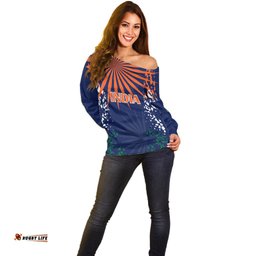 India Cricket Off Shoulder Sweater Bharat Simple Flag Style
