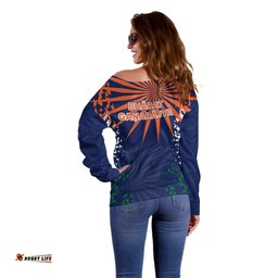 India Cricket Off Shoulder Sweater Bharat Simple Flag Style