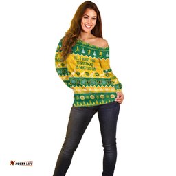 Personalised Australia Soccer Christmas Off Shoulder Sweater All I Want For Xmas Is Matildas