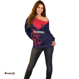 Melbourne Football Off Shoulder Sweater Go Demons Sporty Style