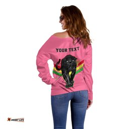 Personalised NRL Panthers Off Shoulder Sweater Premiers Three Peat Proud Of Our Boys Pink