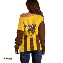 Hawthorn Football Off Shoulder Sweater Go Hawks Sporty Style