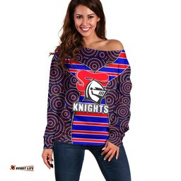 NRL Knights Off Shoulder Sweater Mix Dot Aboriginal