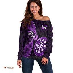 New Zealand Darts Off Shoulder Sweater Happiness Is A Tight Threesome Maori Purple