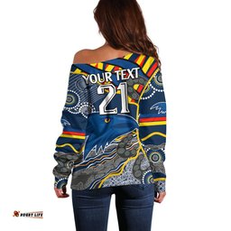 Custom Text And Number The Crows Football Off Shoulder Sweater Adelaide Be Unique Aboriginal Dots
