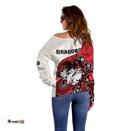Dragons Rugby Off Shoulder Sweater St George Illawarra 1998 Indigenous Art 02