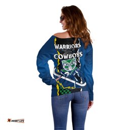 NRL Combine Warriors and Cowboys Off Shoulder Sweater